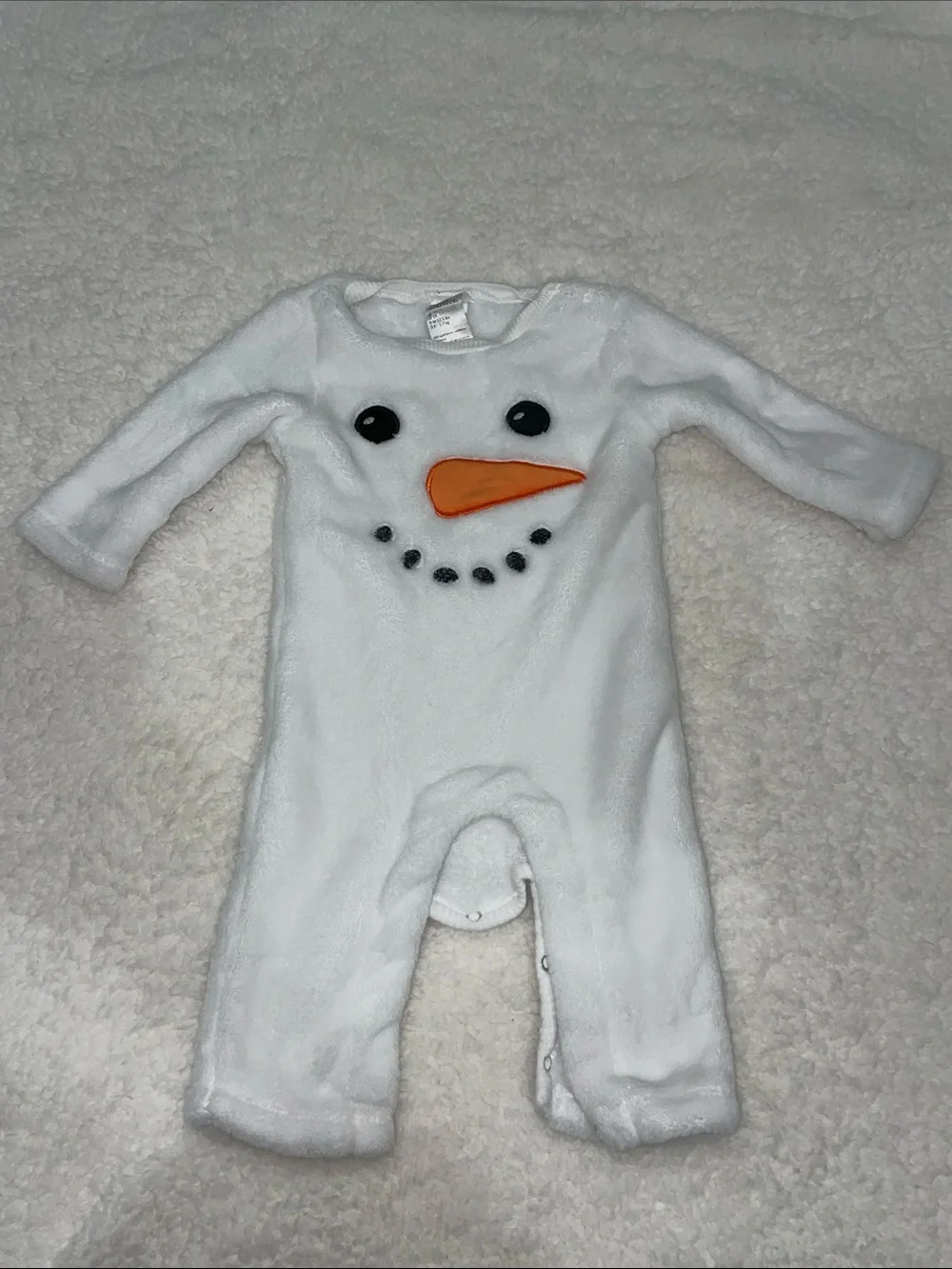 Baby Starters White Fleece Snowman One-Piece with Hat